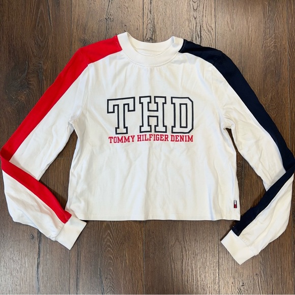 Tommy Hilfiger long sleeve cropper tee SZ XS - Picture 1 of 4